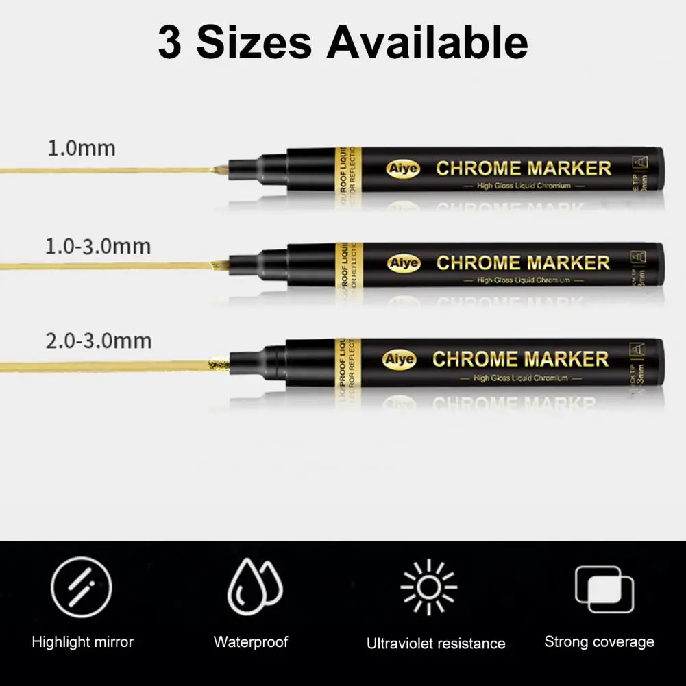 Bronze Chrome Marker Pen Permanent Liquid Paint Pens for Diy Art Projects Mirror Chrome Marker Golden Silver Bronze Colors
