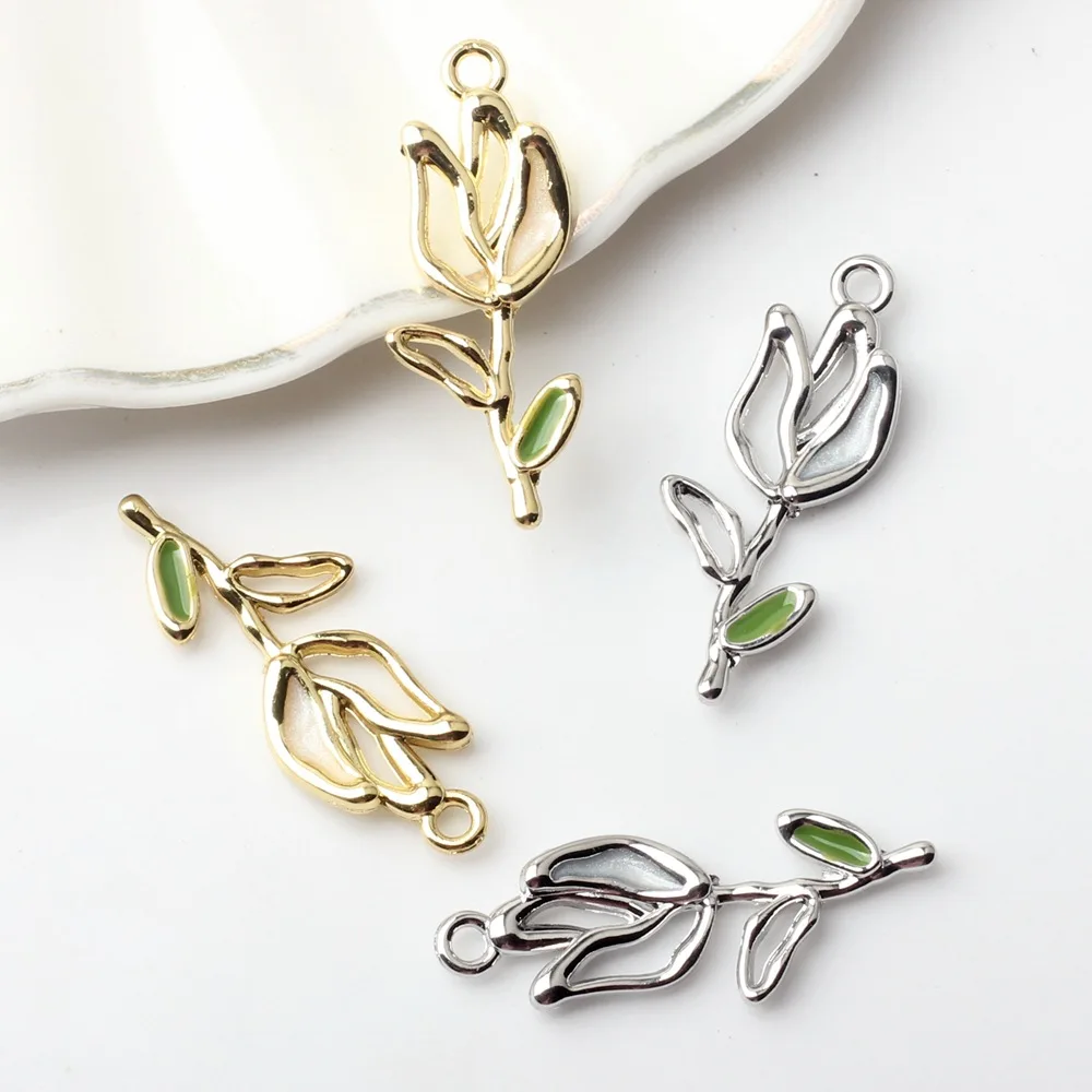 

Vintage Zinc Alloy Tulip Charms Pendant DIY Craft Jewelry Earrings Necklaces Bracelet Accessories 10pcs/lot