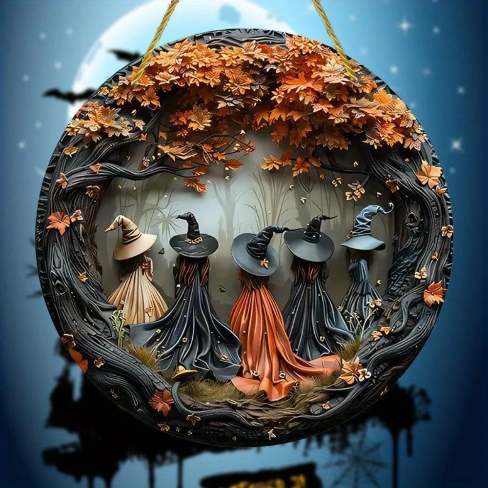 Enchanted Autumn Witchcraft Metal Sign - Weatherproof Halloween Wall Decor