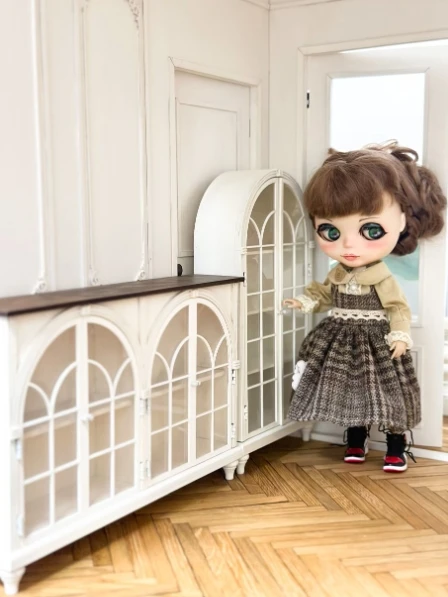 Miniature Dollhouse Furniture Mini French Bookcase BJD Blythe Dollhouse Locker Doll Wardrobe Cabinet New Diy Miniature Dollhouse