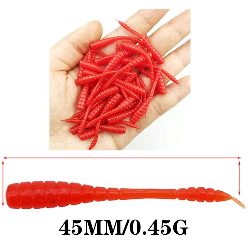 Fishing Lure 50 Pcs Red Worm Soft for Fishing