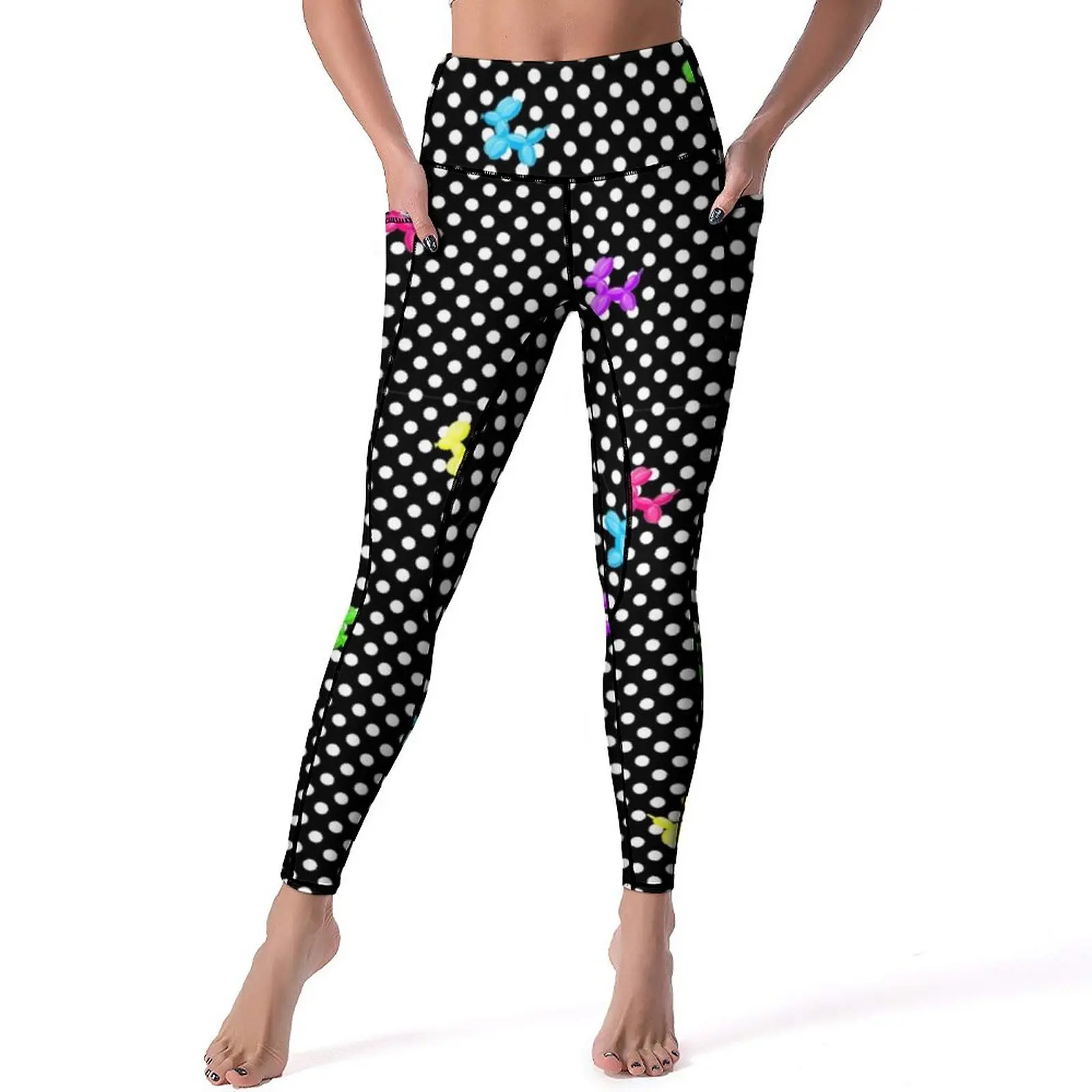 

Dog Balloon Leggings Polka Dot Print Gym Yoga Pants Push Up Cute Leggins Stretch Printed Sport Legging XL XXL