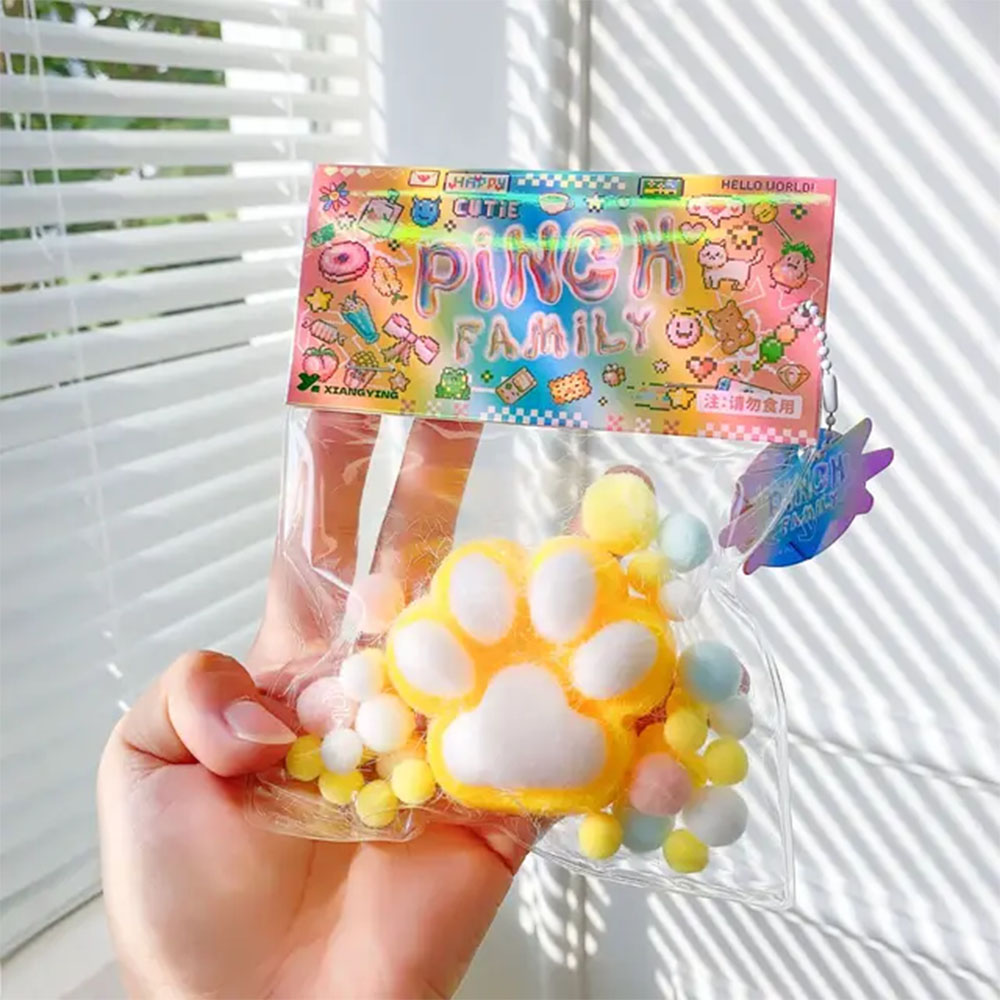 New Cartoon Kawaii Plush Cat Paw PU Slow Rebound Toy Creative Ins Small Fresh Pinch Music Fidget Toy Children Decompression Toys
