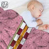 Kawaii Kamado Nezuko Flannel Blanket Demon Slayer Throw Blankets Comic Cartoon Sofa Cover Leisure Blankets Office Napping 4
