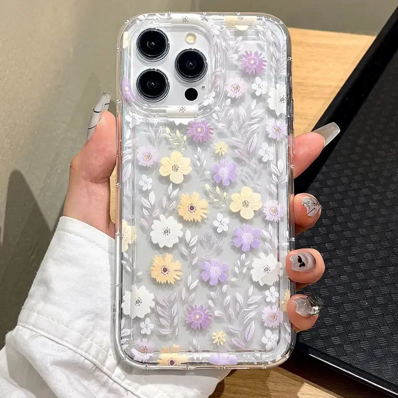 Korean Cute Flower Soft Silicone Transparent Phone Case