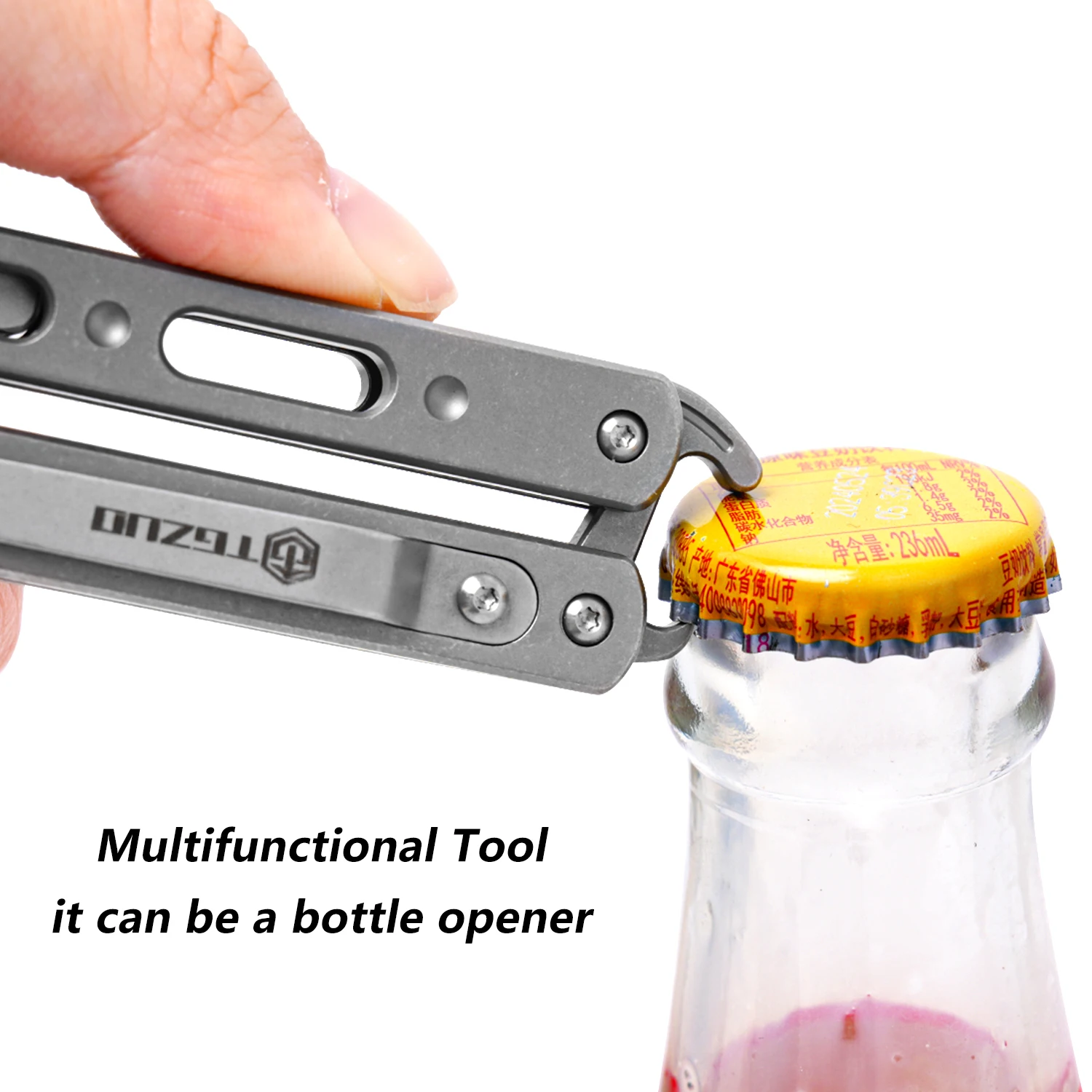 Multifunctional EDC Tool Folding Handle Outdoor Utility Portable Pocket Bottle Opener Titanium Alloy