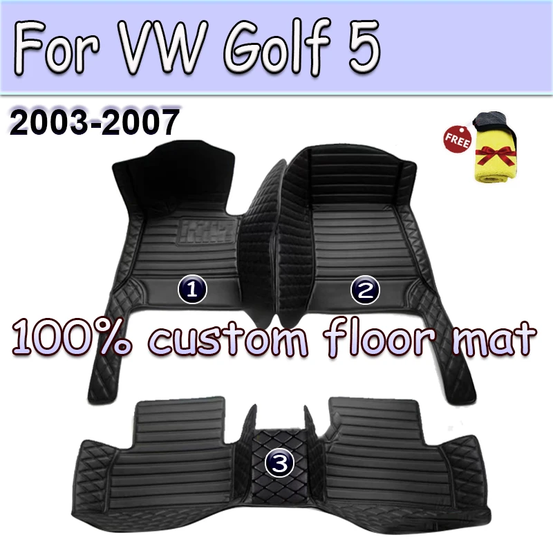 

Автомобильные коврики для VW Golf 5 MK5 A5 2003 ~ 2007, кожаный коврик, автомобильные внутренние детали, искусственный ковер, коврик, автомобильные аксессуары