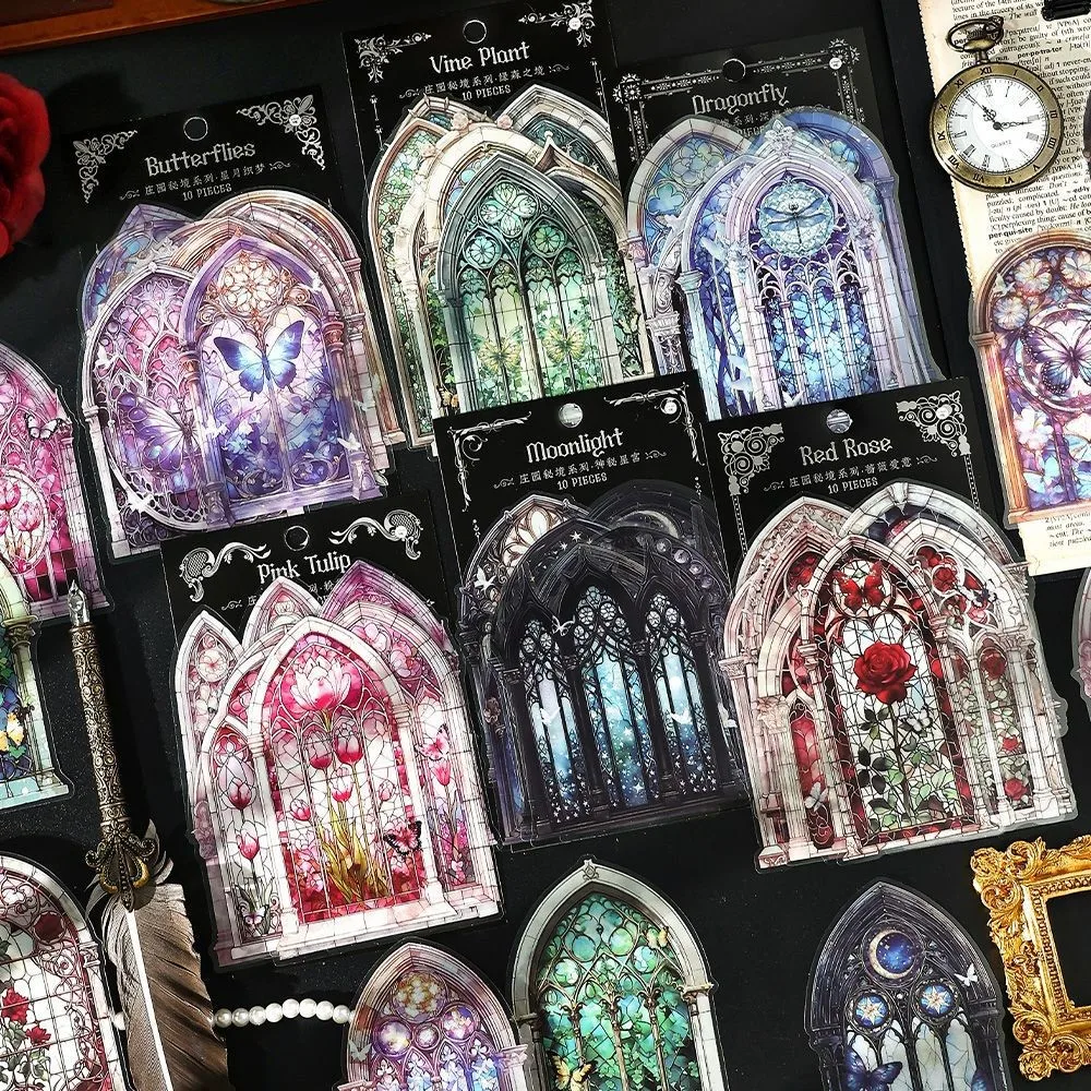 10pcs/pack PET Stickers Vintage Sticker Pack DIY Decor Junk Journal Stickers For Scrapbook Label Diary Album Planner stickers scrapbooking supplies