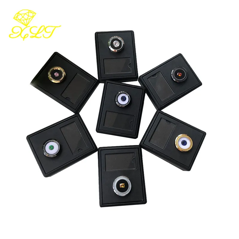 PU&Metal Round Row Gem Box With Base Rhinestone Display Box Jewelry Bare Box Colorful Gem Ring Box Gift Boxes For Jewelry