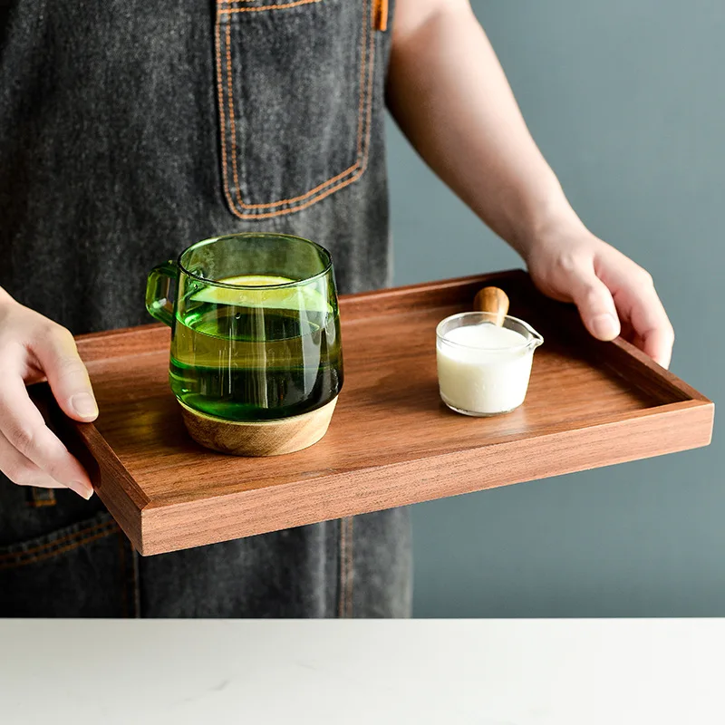 

Coffeware Teaware Infuser Trueen Wooden Tea Tray Rectangular Walnut Solid Dinner Plate Tea Plate Baked Pizza Steak Square Plate