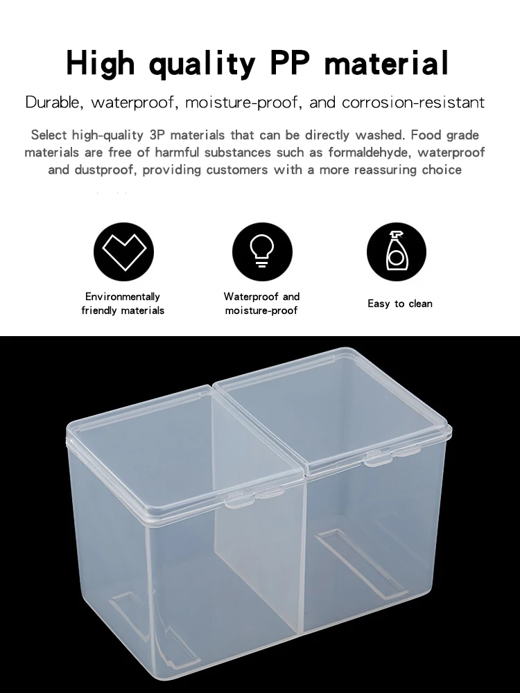 Description Picture 4 of item1pc Nail Storage Box Double Grille Dust Proof Belt Cover Cotton Sheet Napkin Storage Box Nail Accessories Finishing