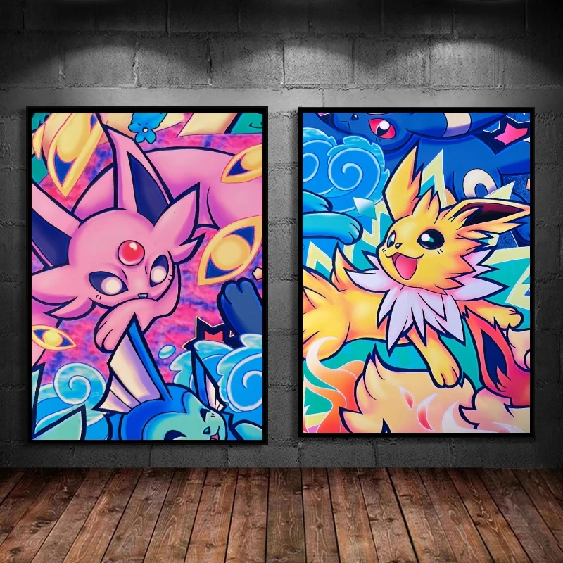 

Japanese Classic Anime Pokemon Espeon Decor Gifts Poster Home Cartoon Character Picture Modular Painting Wall Decoration