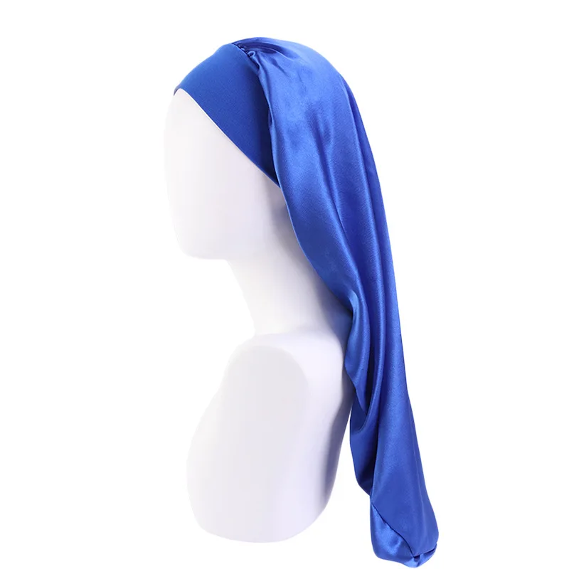 Satin Sleep Cap Elastic Wide Edge Bonnet Long Hair Sleeping Hats Wrap Night Cap Hair Care for Women Men Unisex
