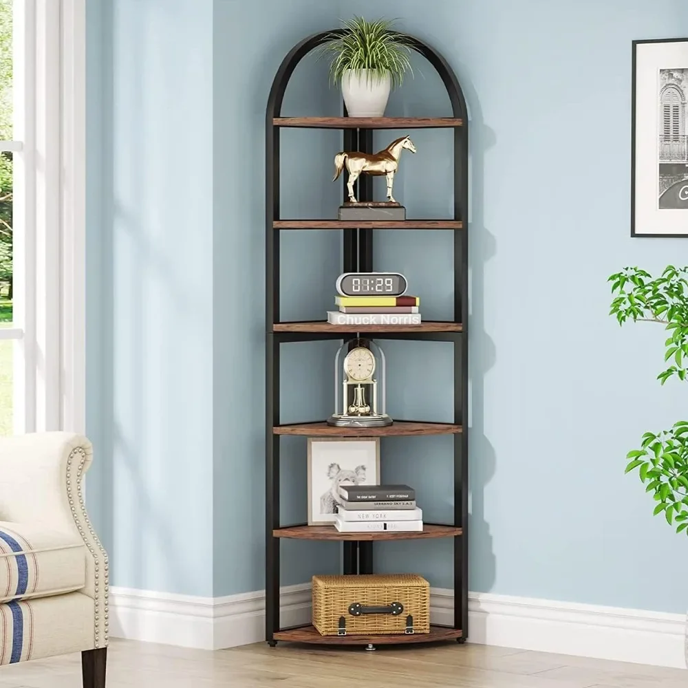 

Plant Shelves Corner Bookshelf, Rustic Plant Stand Display Rack for Living Room, Home Office,KitchenPlant Shelves