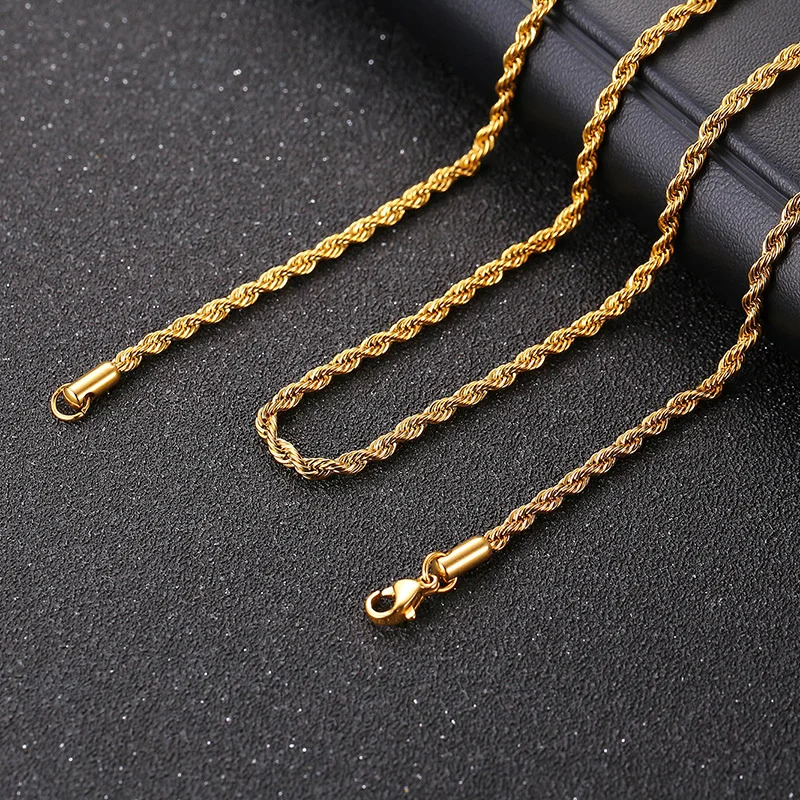 Vnox 3/5/7 mm kubanische Herren-Kettenhalsketten, Edelstahl Curb Twisted Rope Figaro Rolo Box Link Chokers, einfacher klassischer Halsband – Detail 8