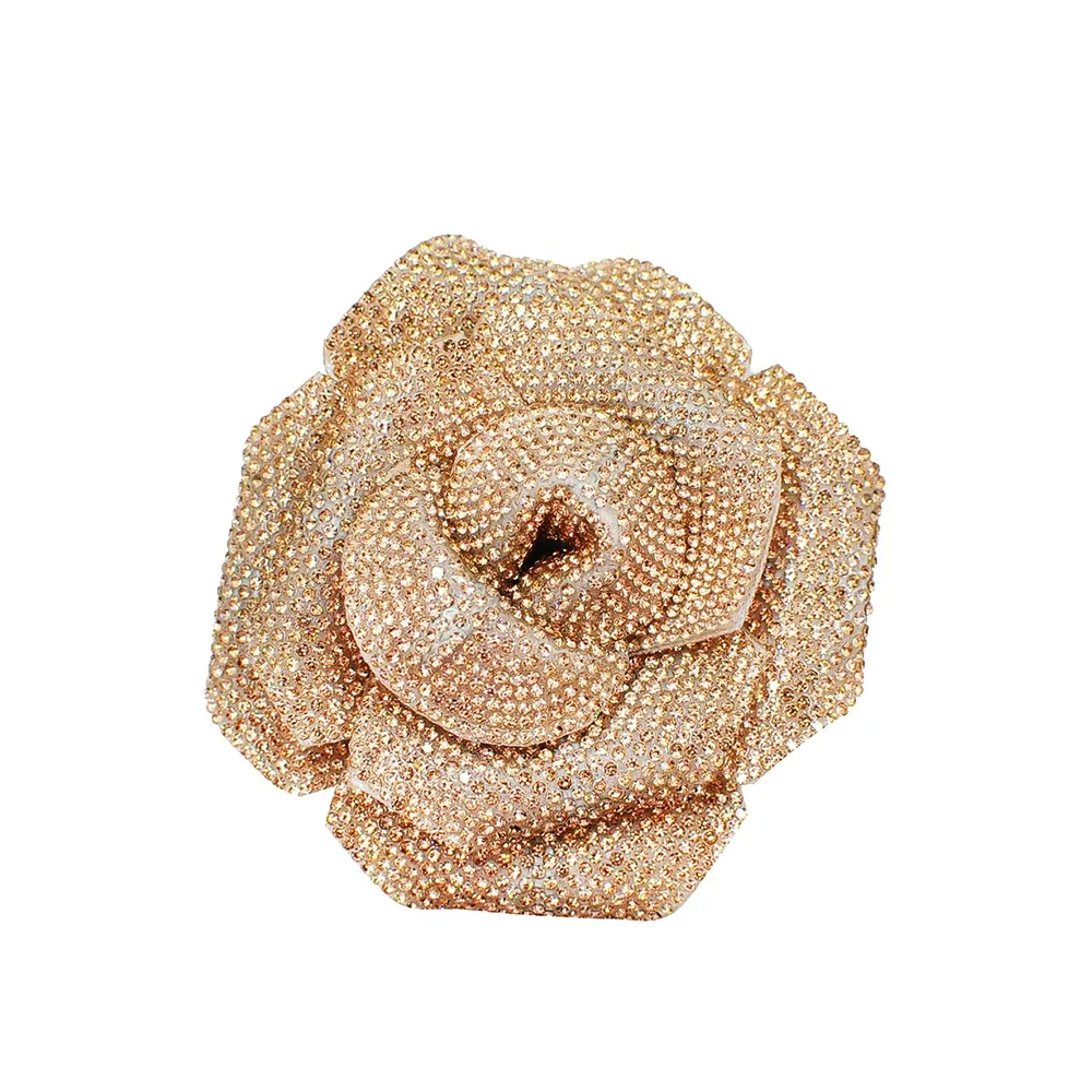 Sparkling 3D Rhinestone Rose Flower Embellishment