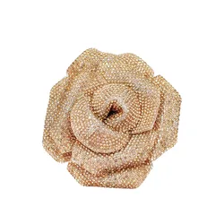 Sparkling 3D Rhinestone Rose Flower Embellishment (Light Gold)