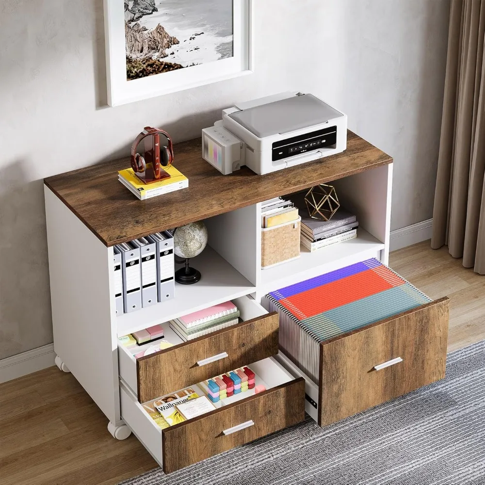 Computer Desk L Shaped Drawer Cabinet 63" Executive Computer Desk lateral File Cabinet 2 Piece Home Office Furniture