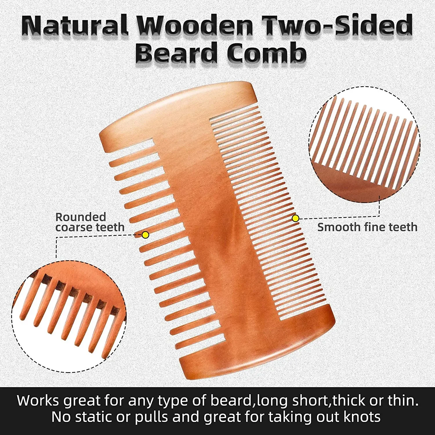 Spazzola per capelli in legno naturale Pettine per barba con custodia in pelle PU Anti-Static Mustache Pocket Comb spazzolatura strumenti per la cura dei capelli per gli uomini regalo