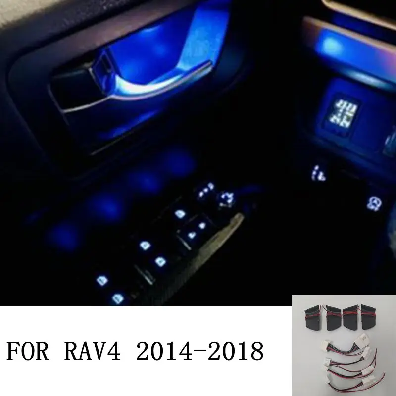 Lámpara de Reacondicionamiento para puerta Interior de Toyota RAV4 2014-2018, luz Led de decoración de atmósfera