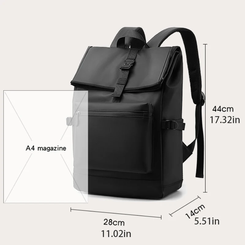 Men's casual backpack, suitable for daily commuting, large capacity travel laptop bag