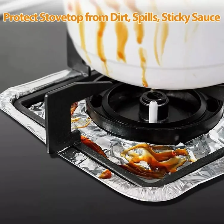 Description Picture 4 of itemAluminum Foil Burner Covers Disposable Stove Liners for Gas Cooktops Oil-Proof Cooking Protectors (Easy Clean)