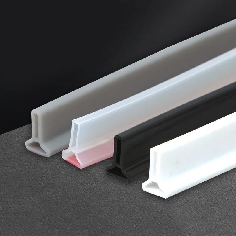 Silicone Bathroom Water Stopper Blocker Shower Dam Non-slip Dry and Wet Separation Flood Barrier Door Bottom Sealing Strip