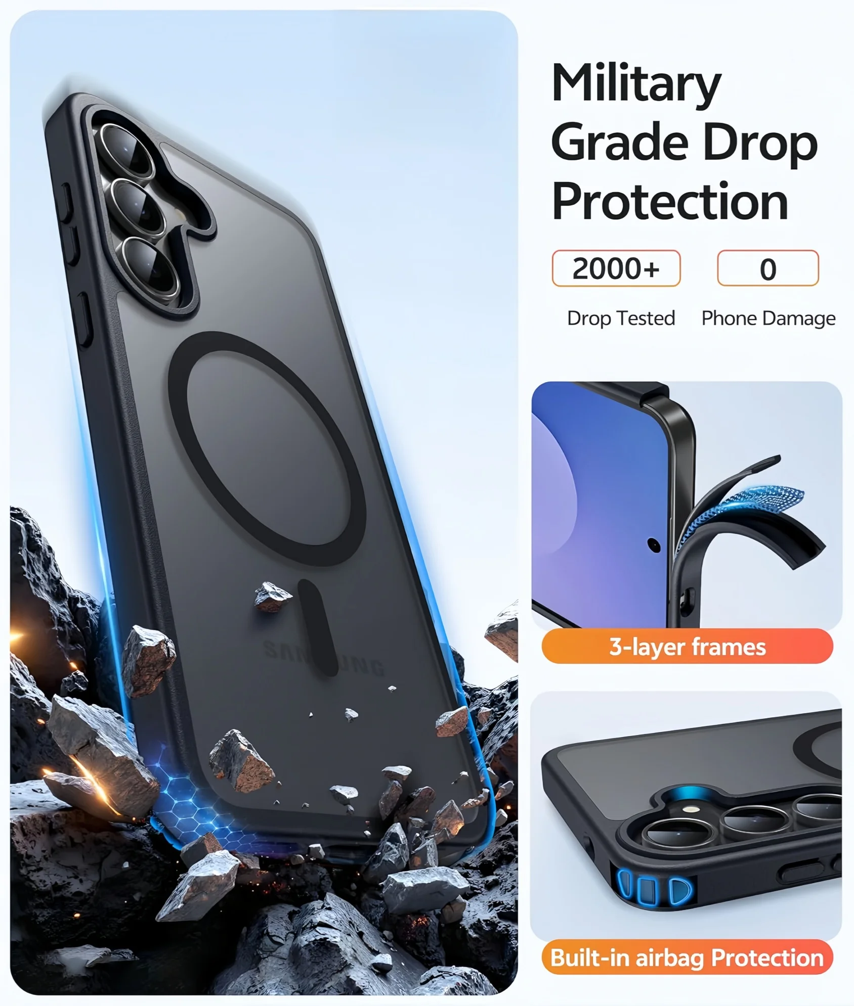 Magnetic Translucent Matte Slim Shockproof Case with Screen Protector