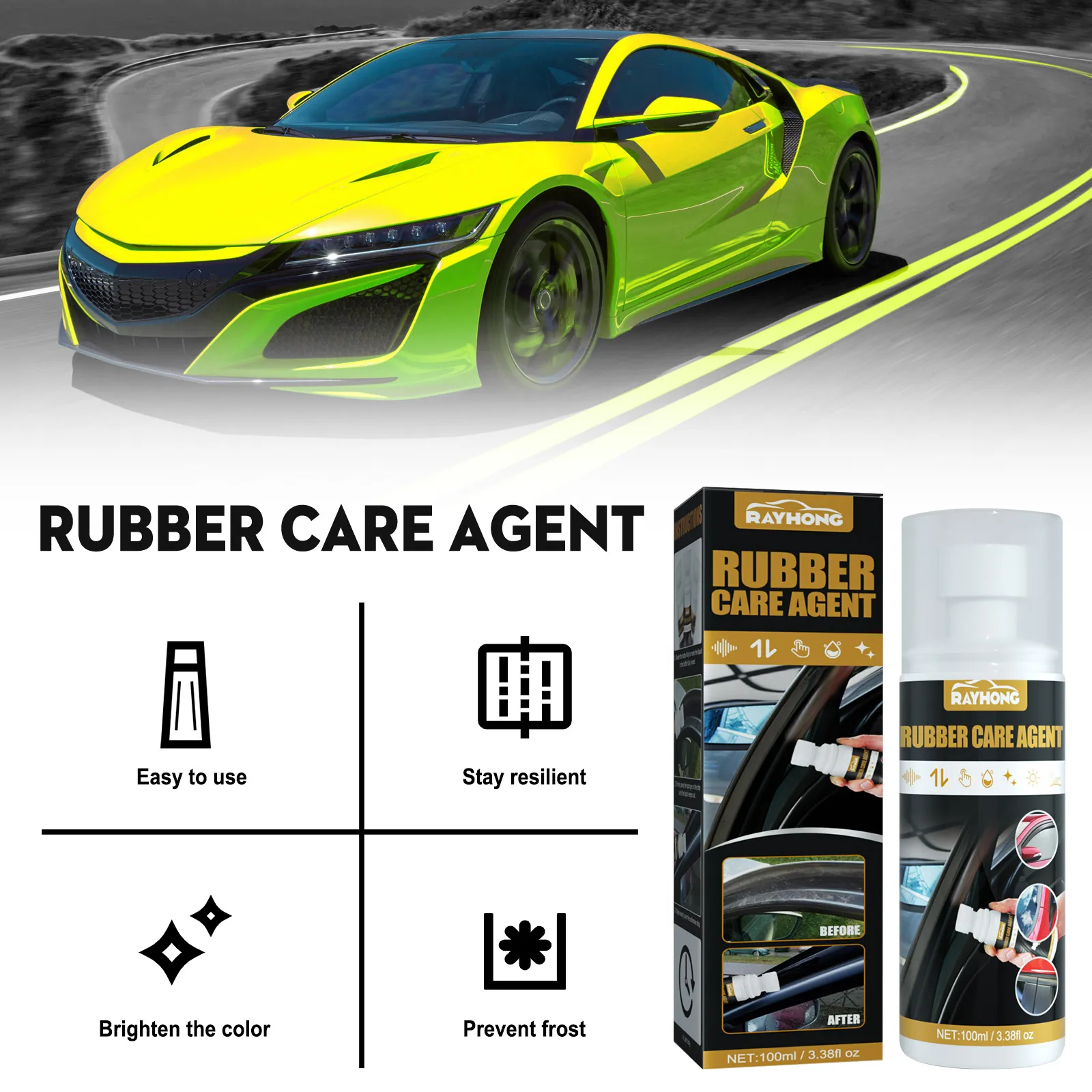 Car Rubber Care Agent Polishing Dirt Removal Protective