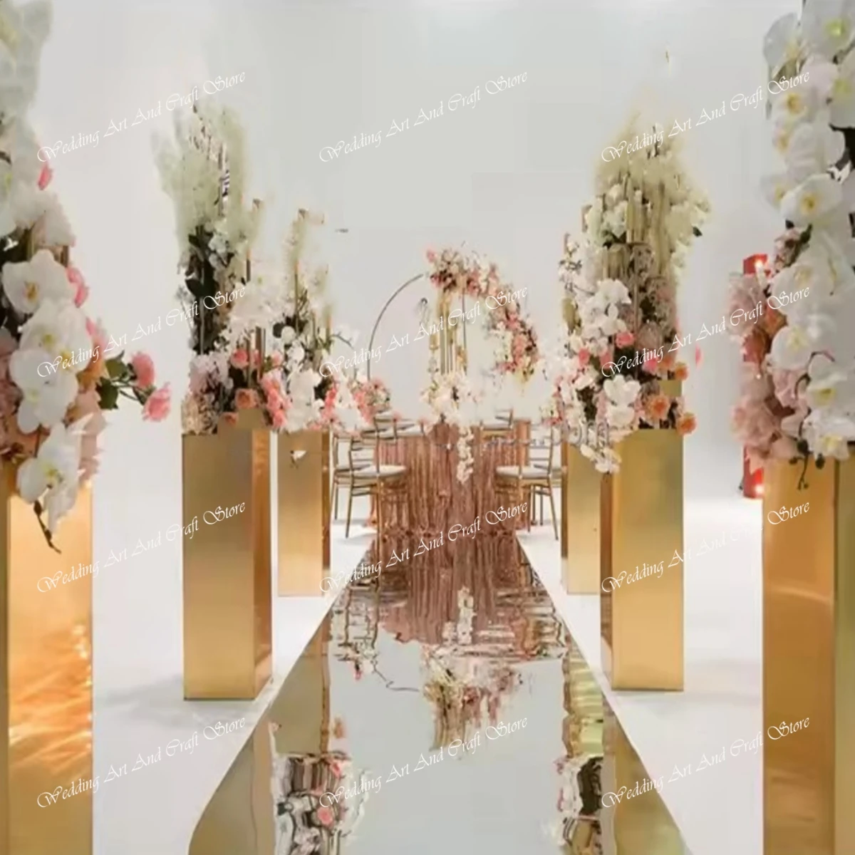 

4pcs) Mirror Mandap Wedding Arch flower Backdrop arch gold Acrylic Wedding Arches Wedding party