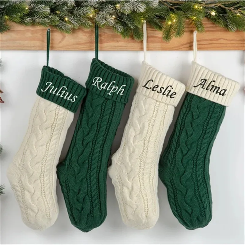 Personalized Christmas Stockings with Family Name Stockings Monogram Embroidery Knit Christmas Gifts christmas stockings