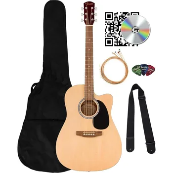 FA Series Dreadnought Acoustic-Electric Guitar in Natural Finish with Complete Performance Bundle Including Gig Bag Strap Strin