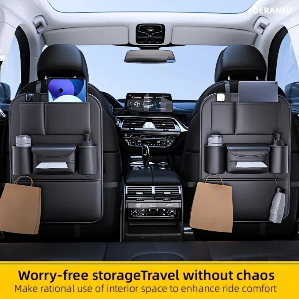 Waterproof PU Leather Car Seat Organizer for Universal Vehicles