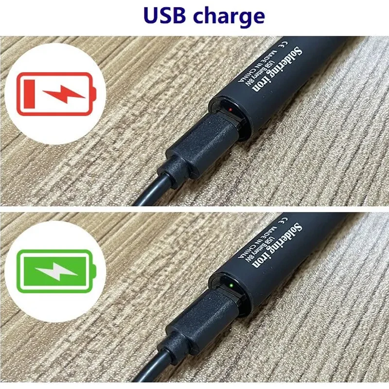 Cordless Soldering Iron Tool Pen Portable USB 5V 8W Electric Powered 3 Tip Kit Rechargeable Temperature Adjustment
