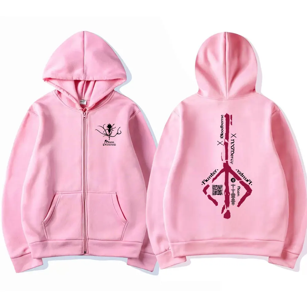 Game Bloodborne Zipper Hoodie Horror Hunter Gothic Oversized Zip Up Jacket Men Casual Cotton Zip Sweatshirt Unisex Streetwear