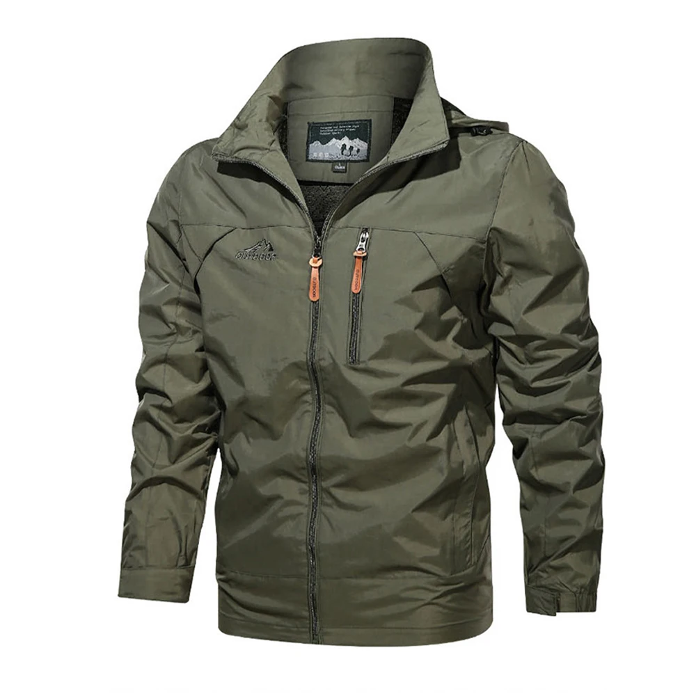 New Fashion Autumn Windbreaker Jacket Men Solid Color Hooded Outdoor New In Outerwears Sping Clothing Coats Jackets For Men 5XL