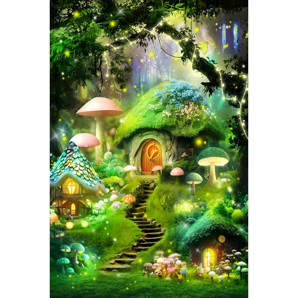 Dream Forest Fairy Tale Wonderland Backdrop Spring Nature Scenery Jungle Castle Baby Portrait Birthday Photography Background