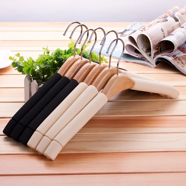 

2PCS Sponge Wooden Clothes Hangers,Adult Non-Slip Storage Rack for Women,Home Suit Drying Rack for Sweater Dress Jacket Coat