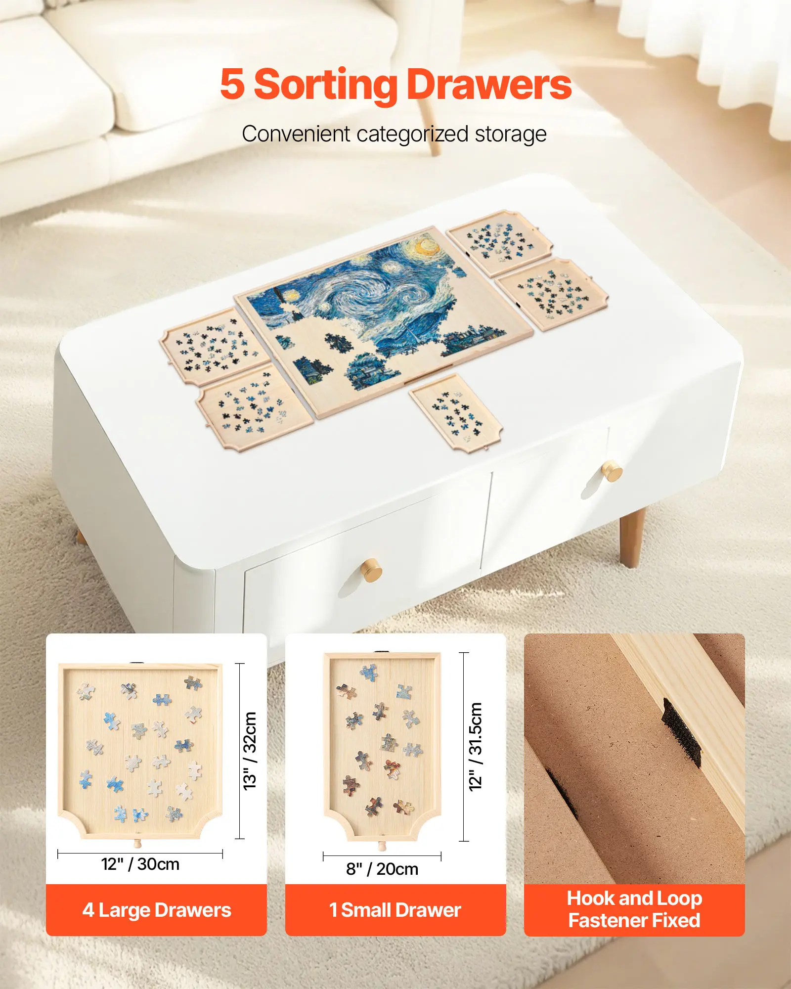 Wooden Jigsaw Puzzle Board with Drawers for Adults