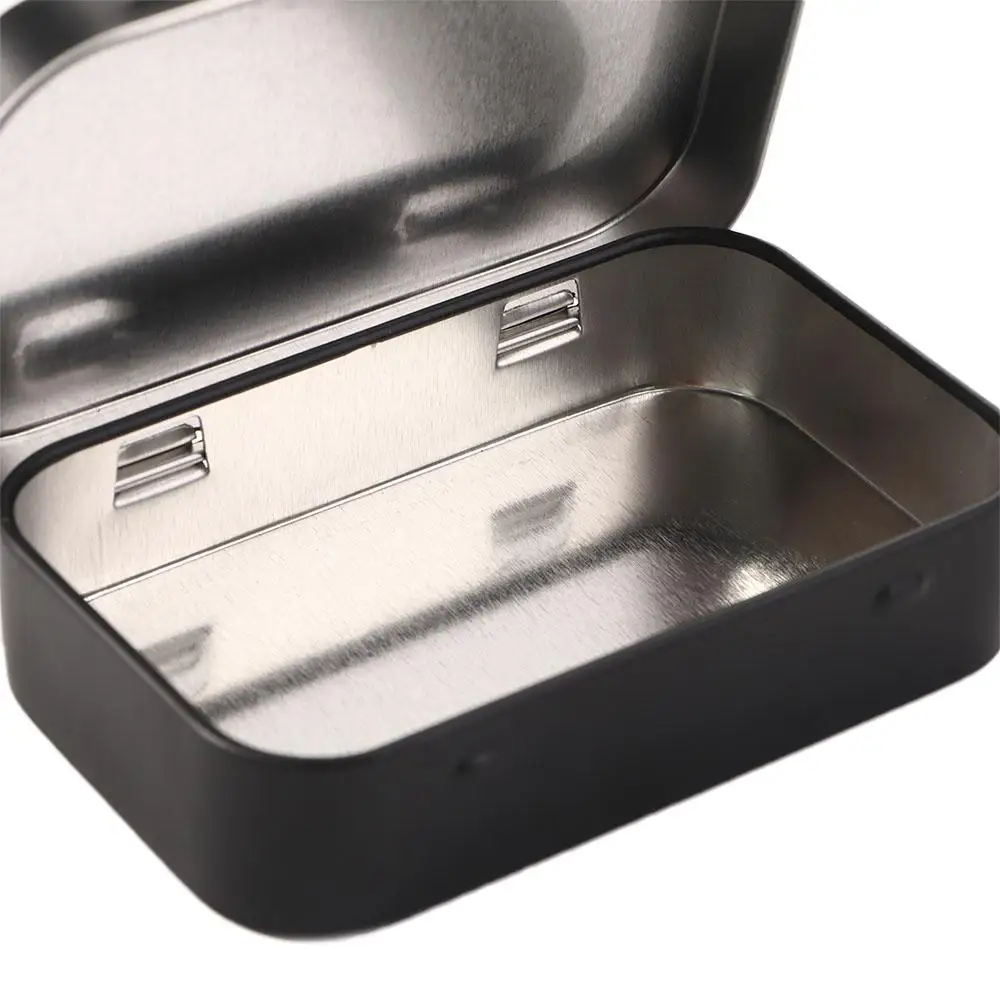 Sealed Tin Survival Kit Coin Organizer Black Card Case Metal Empty Box Black Storage Box Candy
