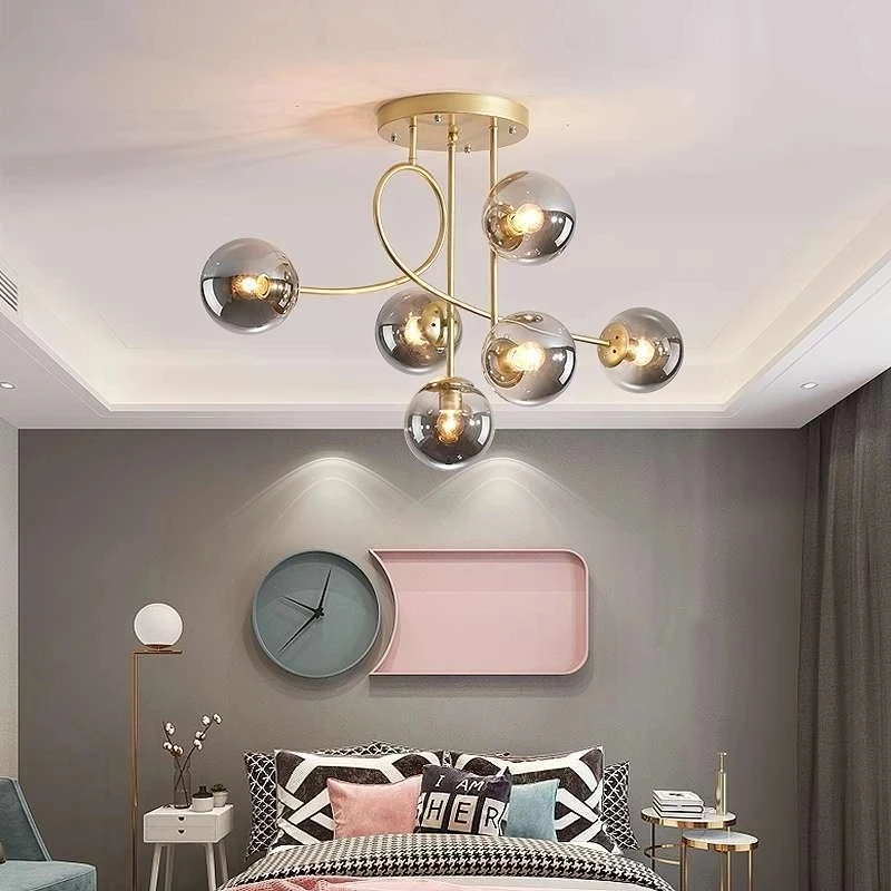 

2023Modern Glass Ball Chandeliers for Dining Room Living Room Bedroom Hanging Ceiling Chandelier Indoor Samsarah Lighting