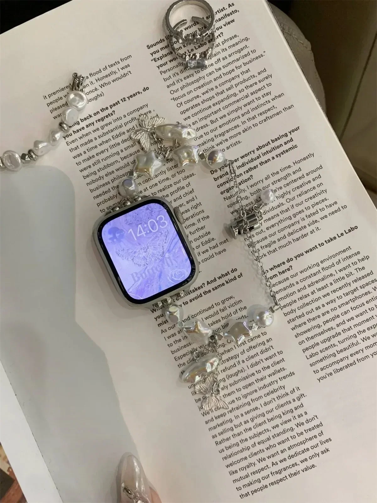 Bracelet de montre à bijoux pour iWatch Ultra 2 Series 10/9/8/7/6/5 Bracelet de montre tendance 42/44/45/46/49 mm 38/40/41 mm_voghion.com