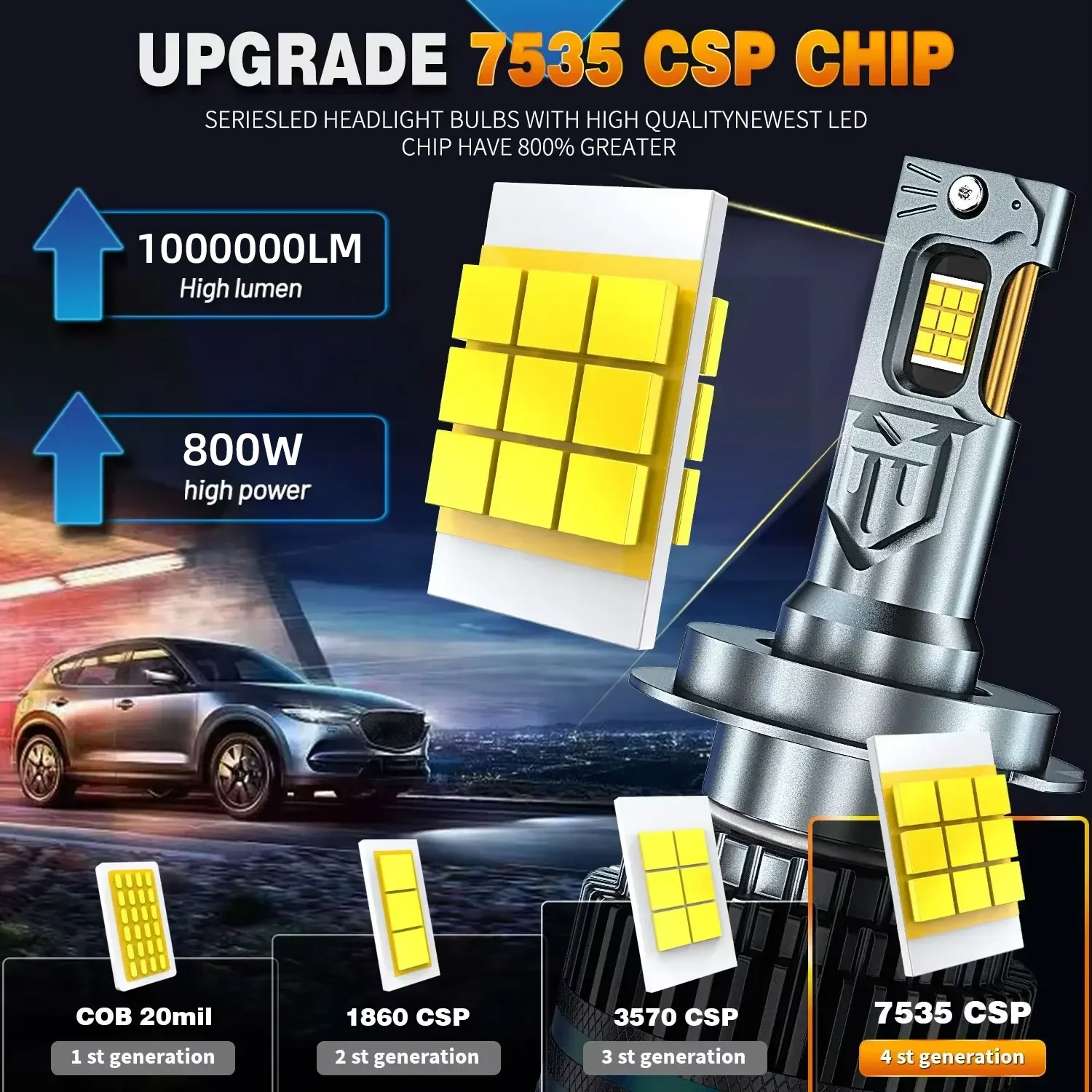 Led Headlights 800W 1000000LM H4 H7 H11 Canbus H1 H8 HB3 HB4 HIR2 9005 9006 9012 H13 9007 9008 Power Car 6000K