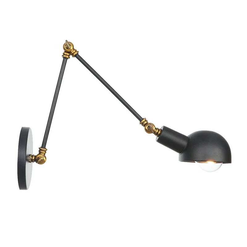 Industrial Adjustable Swing Arm Wall Lamp Reading Bedside Vintage Led Wall Lights Retro Extendable Fexible White Brass Lustre 4