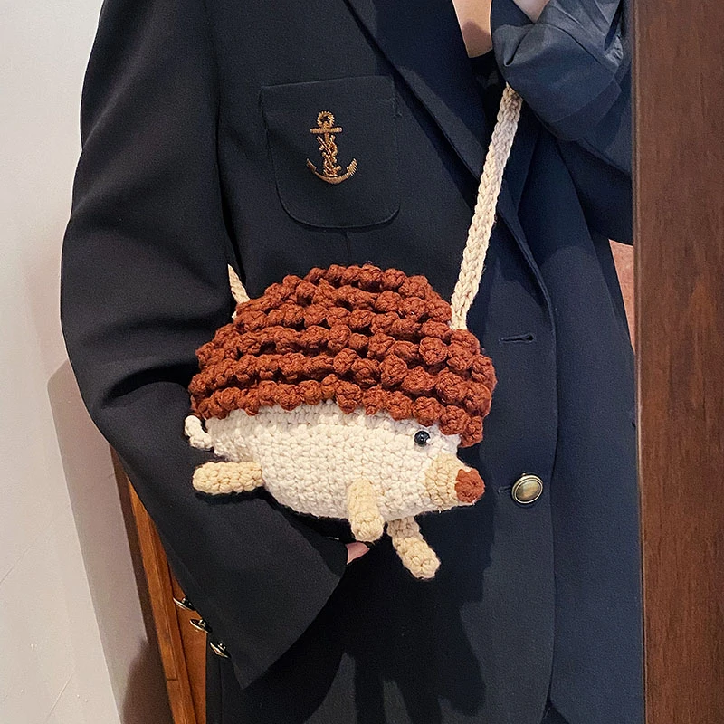 Handmade Woven Bag For Women Woolen Shoulder Crossbody Bag Cute