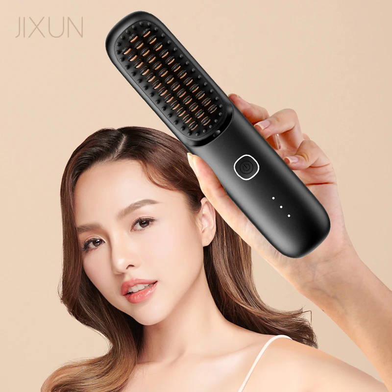 Wireless Portable Hair Straightening Comb Negative Ion Hair Care Straightener Curling Iron Hair Straightener Dual Purpose 4
