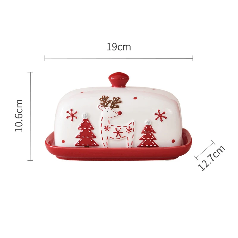 Nordic Ceramic Butter Dish Elk Santa Claus Sweets Cakes Desserts Plate Butter Plates Christmas Food Tray Cheese Tray Tableware