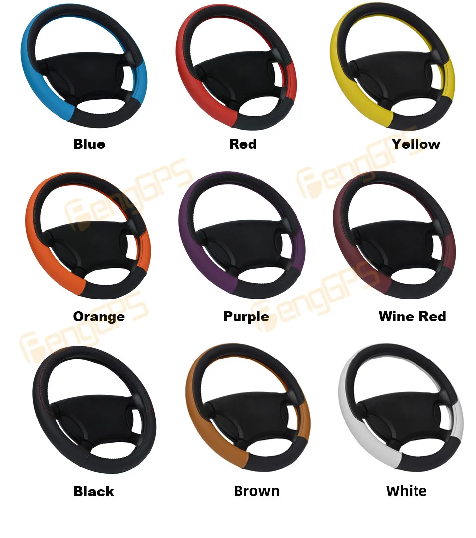 9 Color Sport Auto Steering Wheel Covers Antislip Leather Car Steering