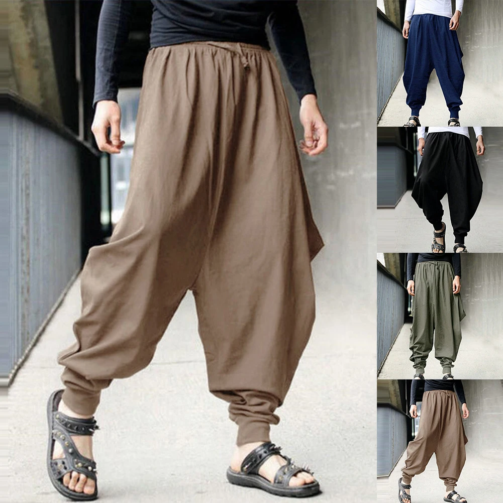 Male Pants Hot Sale Japanese Loose High Quality Pants Personalized Smooth Streets Trousers Hakama