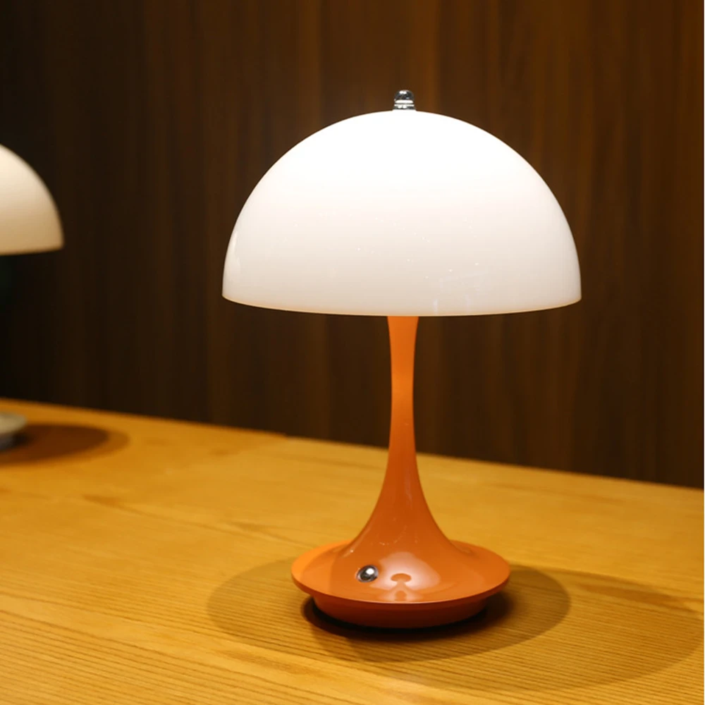 Led Bedroom Bedside Lamp Mushroom Rechargeable Desk Lamp Wireless Room Decor Night Light Touch Switch Atmosphere Usb Table